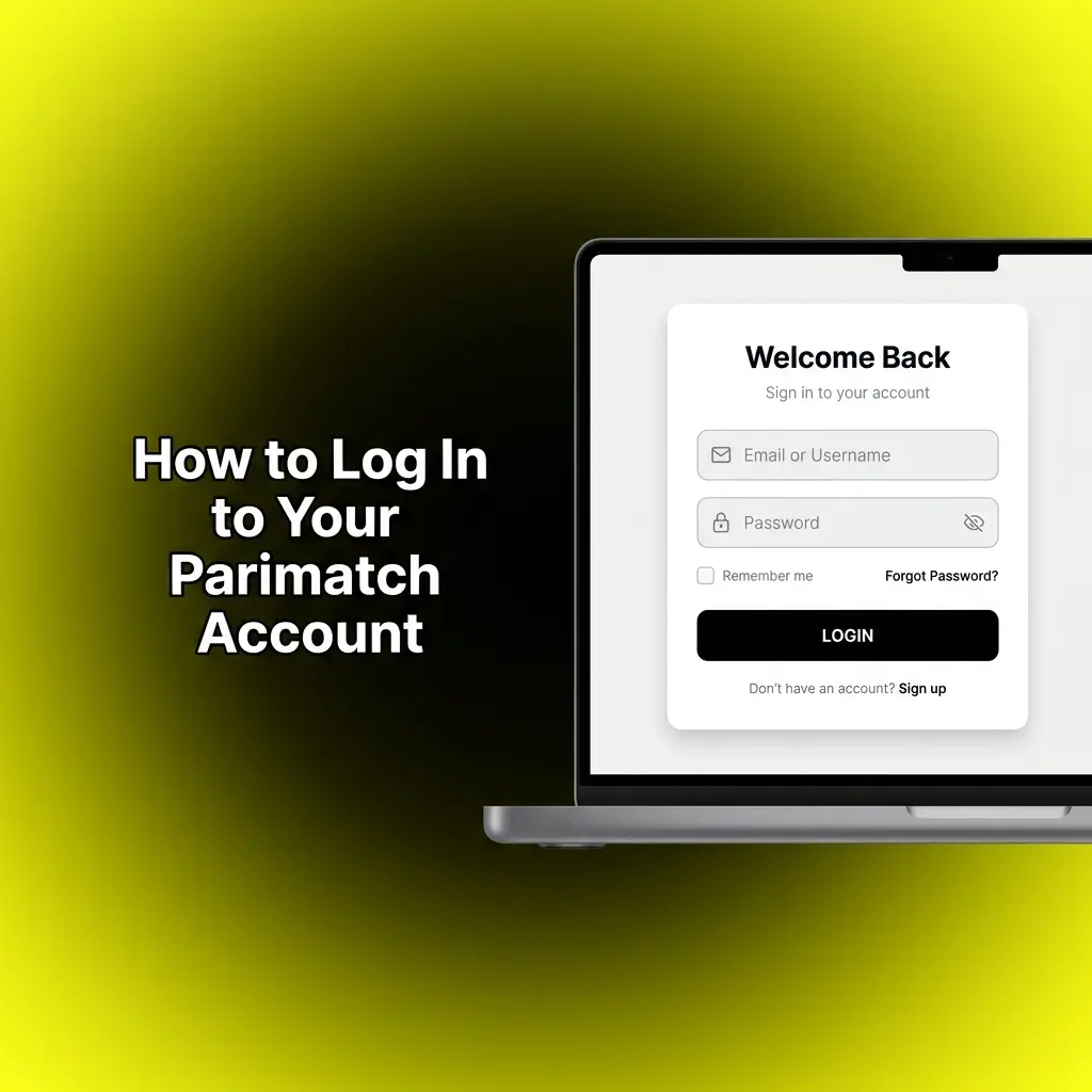 Parimatch account login steps showing email, password entry, security verification, and dashboard access
